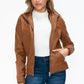 YMI Faux Layered Double-Zipper Jacket with Fuzzy Hood