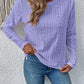 Eyelet Round Neck Long Sleeve Top