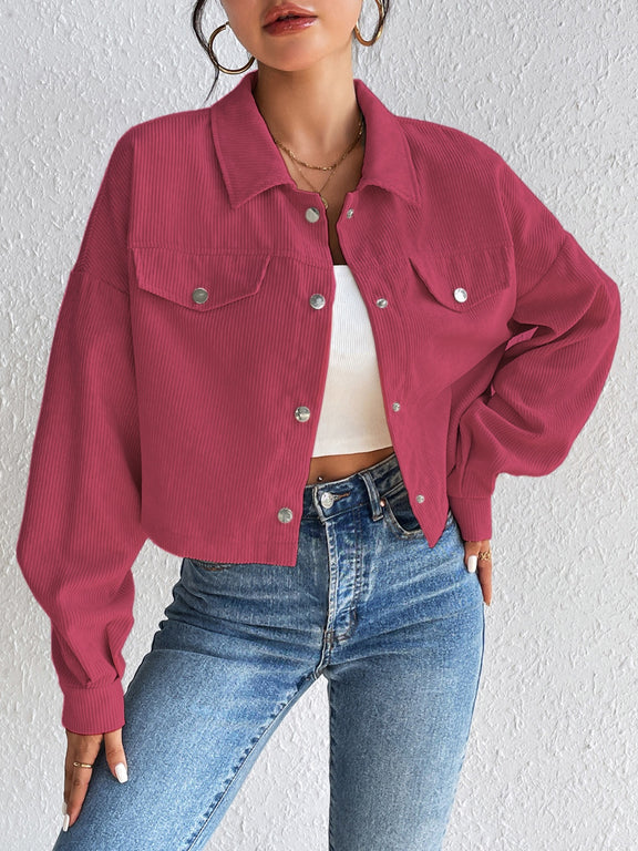 Honey Snap Down Long Sleeve Jacket Cerise