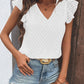 Textured V-Neck Cap Sleeve Blouse