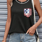 Sequin US Flag Round Neck Tank