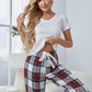 V-Neck Tee and Plaid Pants Lounge Set