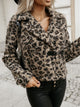 Fuzzy Animal Print Collared Neck Coat Leopard