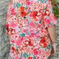 Plus Size Floral V-Neck Half Sleeve Shirt