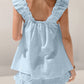 Ruffled Square Neck Top and Shorts Set