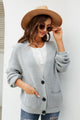 Waffle-Knit Dropped Shoulder Cardigan Light Gray