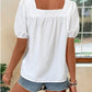 Crochet Square Neck Short Sleeve Blouse