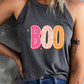 Round Neck Sleeveless BOO Graphic Tank Top