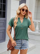 Florira Notched Short Sleeve T-Shirt Dark Green