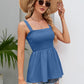 Smocked Square Neck Babydoll Tank