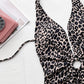 Leopard Halter Neck Ring Detail One-Piece Swimsuit