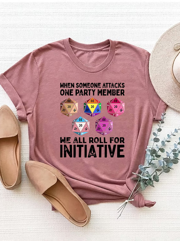 Graphic Round Neck Short Sleeve T-Shirt Dusty Pink