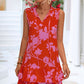 Floral Tie Neck Sleeveless Layered Dress