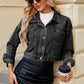 Pocketed Button Up Dropped Shoulder Denim Jacket