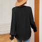 Notched Neck Flounce Sleeve Blouse