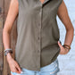 Collared Neck Sleeveless Shirt