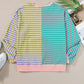 Contrast Stripes Round Neck Long Sleeve Sweatshirt