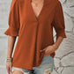 Notched Half Sleeve Blouse