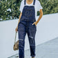 Pocketed Distressed Denim Overalls