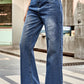 Buttoned Loose Fit Jeans with Pockets