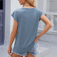 Pocketed Heathered Cap Sleeve T-Shirt