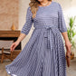 Plus Size Round Neck Striped Tie Waist Dress