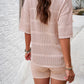 Eyelet Round Neck Top and Shorts Set