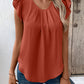 Ivy Lane Ruched Round Neck Cap Sleeve Blouse