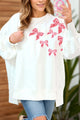Bow Round Neck Long Sleeve Sweatshirt White