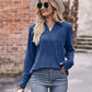 Mandy Decorative Button Johnny Collar Long Sleeve Blouse