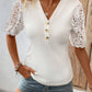 Lace Detail V-Neck Short Sleeve Blouse