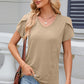 Decorative Button V-Neck Short Sleeve T-Shirt