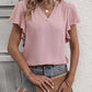 Ruffled V-Neck Short Sleeve Blouse