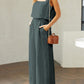 Square Neck Top and Wide Leg Pants Set