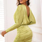 Open Back Ruched Long Sleeve Dress