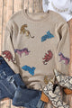 Animal Sequin Dropped Shoulder Sweatshirt Tan