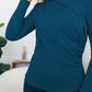 FAM-FAM Ruched Mock Neck Long Sleeve T-Shirt