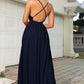 Sleeveless Plunge Neck Slit Maxi Dress