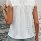 Perfee Eyelet Lace Detail V-Neck Cap Sleeve Top