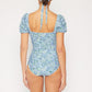 Marina West Swim Salty Air Puff Sleeve One-Piece in Blue