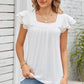 Eyelet Square Neck Cap Sleeve Blouse