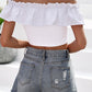 Honey Off-Shoulder Ruffled Cropped Top