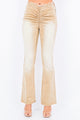 American Bazi V-Cut Ruched Flare Pants Tan