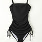 Drawstring Spaghetti Strap One-Piece Swimwear