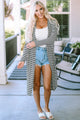 Stripe Open Front Long Cardigan Stripe
