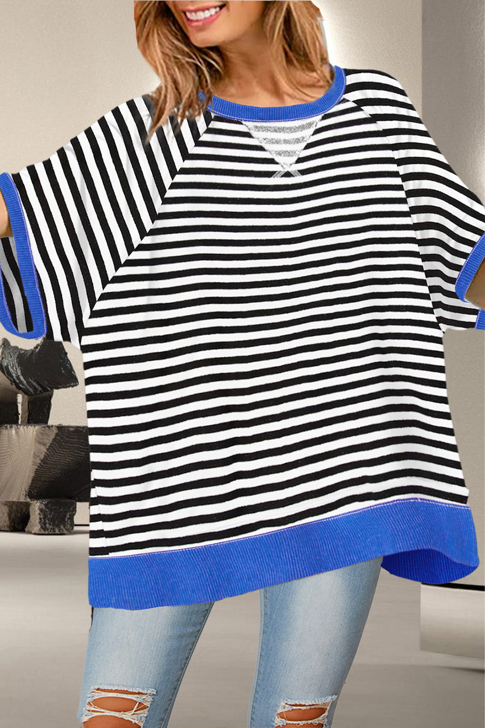 Striped Round Neck Half Sleeve T-Shirt