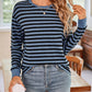 Lovelet Striped Round Neck Long Sleeve T-Shirt