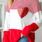 Striped Heart Sequin Long Sleeve T-Shirt