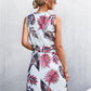 Printed Zip Detail Belted Sleeveless Dress