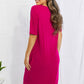 BOMBOM Sunday Brunch Button Down Knee-Length Dress in Magenta